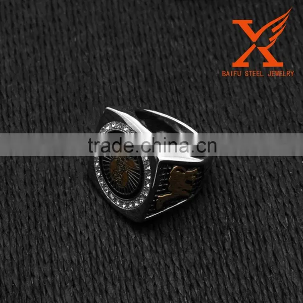 In Stock Men's Custom Made Men's Two Tone Silver 18k Gold Plated Stainless Steel Freemason Masonic Shriner Ring Quality Choice photo-3