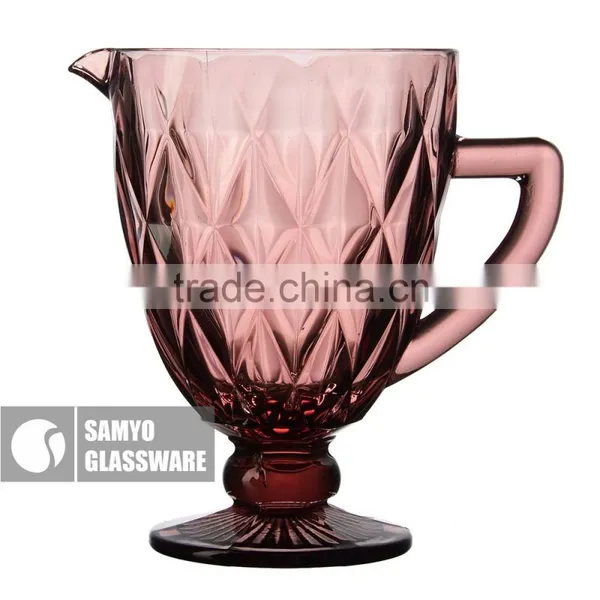 SAMYO Handmade Home Usage Hot Sale Pressed Glass Set With Rhombus Pattern photo-2