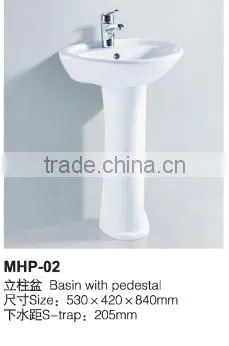 Hung Oval Cabinet Basin/Professional Cheap Ceramic Bathroom Pedestal Wash Basin