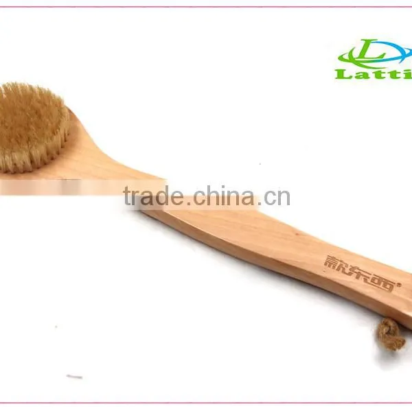 Felicare Body Brush Skin Brush Pig Bristle Curved Handle Wooden Bath Body Brush