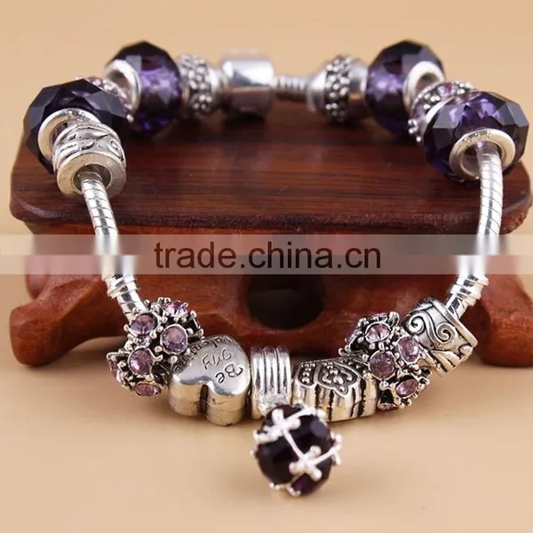 2015 Popular Wholesale Bracelet China Charm Silver Plated Glass Handmade Bead Bracelet photo-3