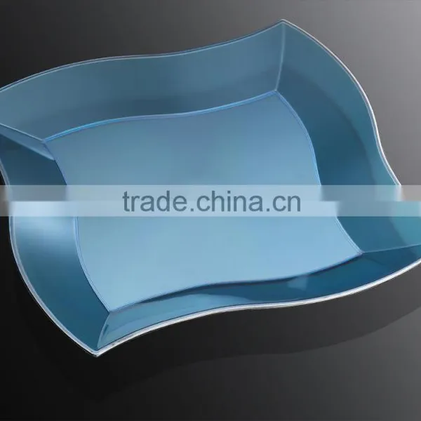 7"Disposable Dinner Plate,Plastic Irregular Square Plate