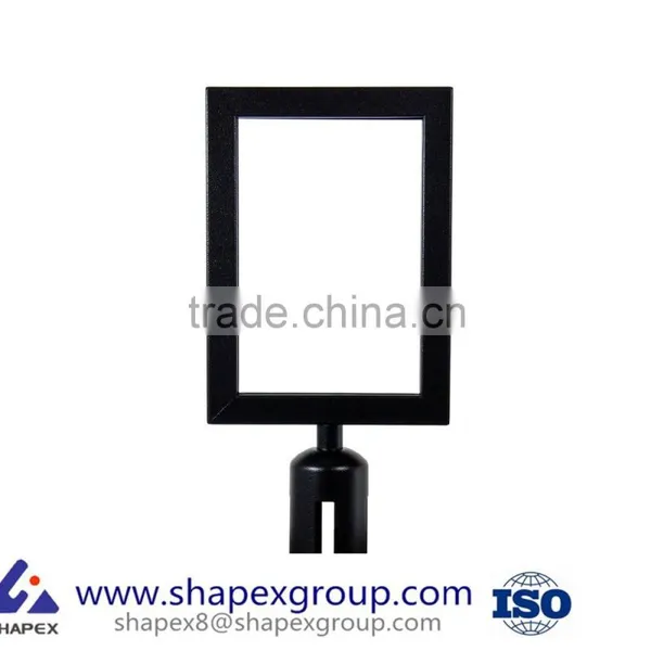 Retractable Stanchion, 6 Posts + Portrait Signframe, 36" Ht, 78" Black Belt photo-3