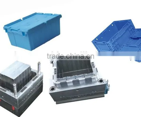 Taizhou New Plastic Injection Folding Close Crate With Lid Mould,Plastic Foldable Container Mould photo-3