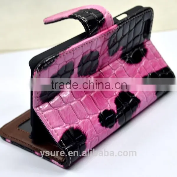 Pink Crocodile Pattern Top Grade Flip Wallet Leather Phone Case For ZTE Grand X Max+ With Plaid Pattern Lining photo-4