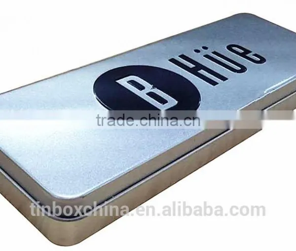 High Quality Silver Hinged Rectangular Metal Pen Boxes photo-2