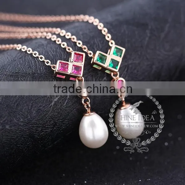 925 Sterling Silver Rose Gold Fresh Water Pearl Necklace Fashion Women Necklace Jewelry Supplies 6310039 photo-2