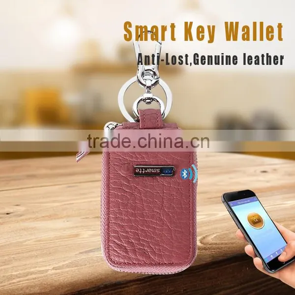 Small Mini GPS Security Bluetooth Genuine Leather Key Wallet Wholesale photo-4