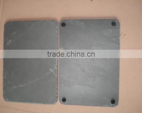 Irregular Leaf Shape Black Rough Edge Slate Coaster With photo-6