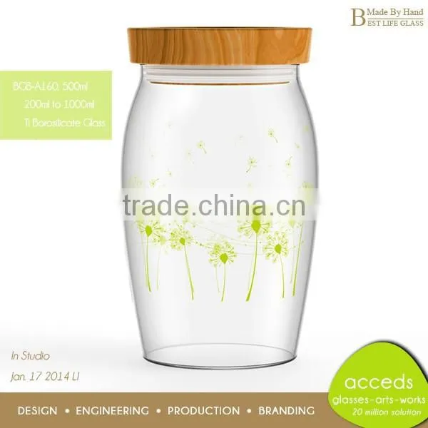 Hand Blown Ti-Borosilicate Glass Honey Bee Storage Jar photo-5