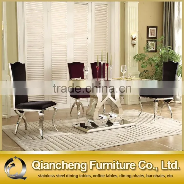 Fancy Mirror Silver Heart Shape Base Glass Resturant Dining Table photo-6