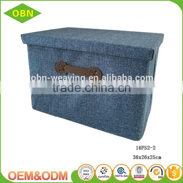 China Custom Decorative Fabric Foldable Collapsible Kids Toy Small Storage Box With Lid photo-2