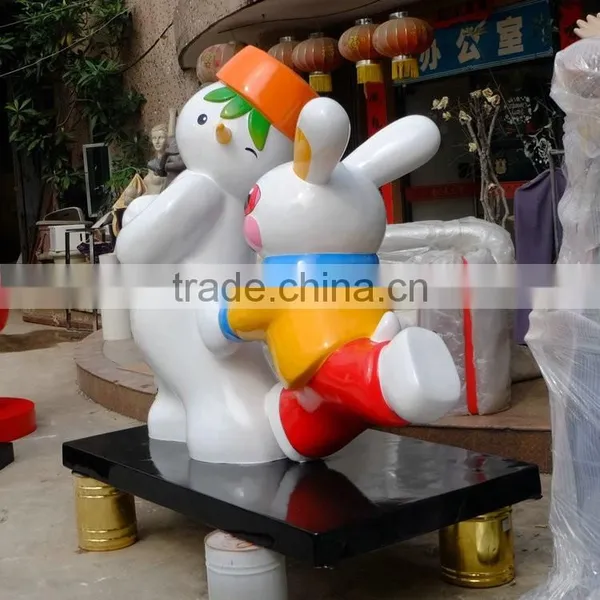 Outdoor Big Snowman With Rabbit Decoration photo-2