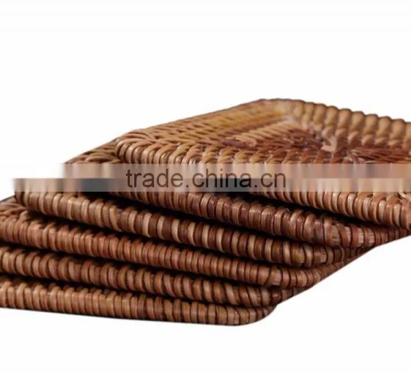 Square Rattan Coasters With Holder / Rattan Coasters Rattan Platemat photo-2