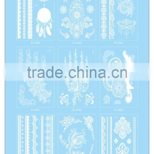 High Quality Body Jewelry White Color Temporary Hand Tattoo Sticker For Men T005-008 photo-5
