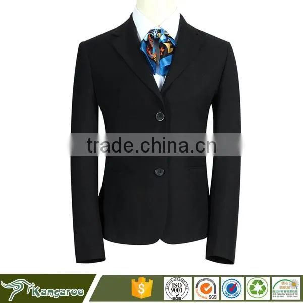 Professional Factory Made 2 Button Designer Notch Lapel Custom 3 Piece Women Suit photo-2