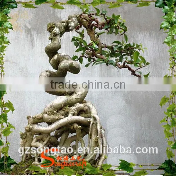 Artificial Plastic Banyan Tree 5-6ft High Fake Curved Trunk for Garden Decoration photo-4