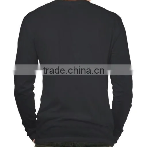 2016 Latest Men Long Sleeve Plain Solid Color Round Button Collar t Shirt photo-4