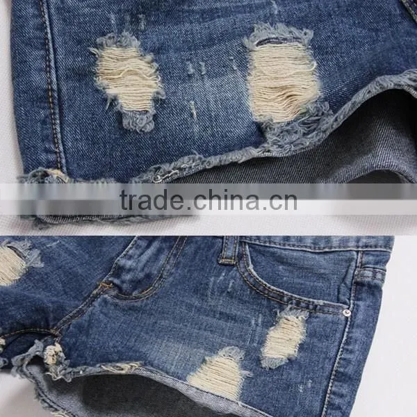 2014 New Skinny Sexy Frayed Ribbed Jeans Shorts Women photo-4
