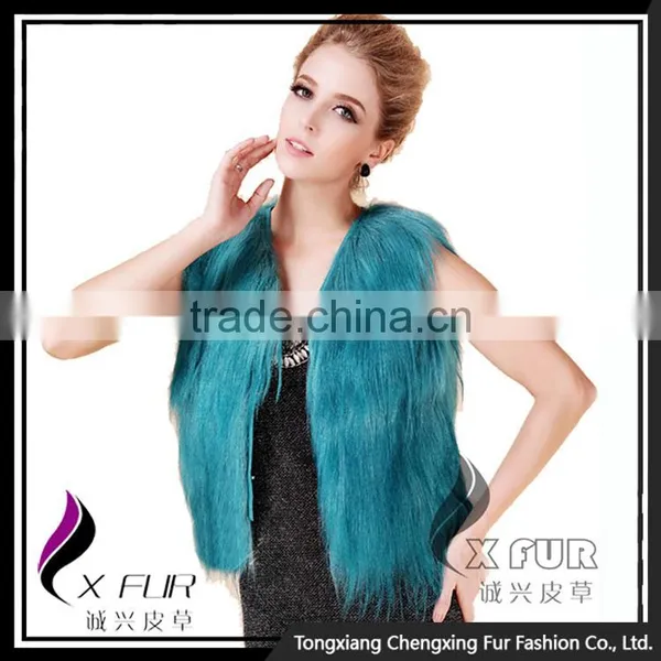 CX-G-B-199B Long Hair 2016 New Genuine Goat Fur Vest photo-3