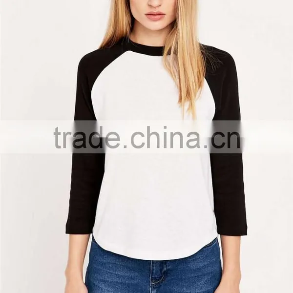 Crew Neck Wholesale 3/4sleeve Blank t Shirt Ringer t Shirt photo-2