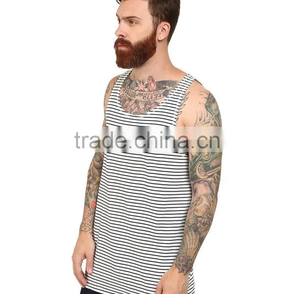 Dri Fit Mens Casual Vest Tank Top Mens Casual Vest Black and White Stripe Mens Casual Vest photo-2