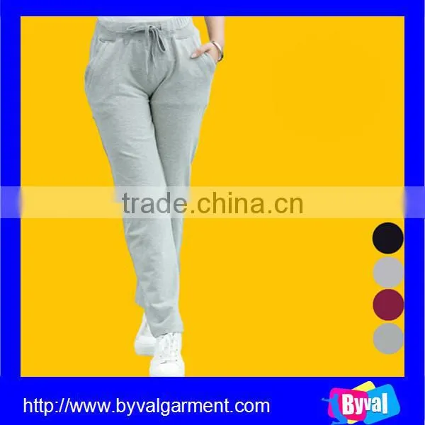 Wholesale Womens 100% Cotton Top Quality Custom Plain Sweatpants Causal Pants 2015 photo-2