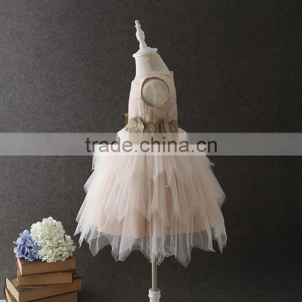 High Quality Elegant Children's Boutique Clothing Sleeves Sexy Handmade Flower Many Layer Baby Party Dress Spain Cake Dresses photo-2