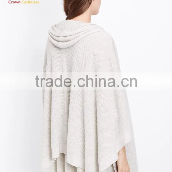 Ladies Knitting Pattern Hooded Knitted Sweater,Hooded Wool Crochet Poncho photo-3