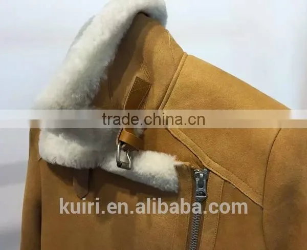 2016 New Fashion Women Winter Sheepskin + Sheep Fur Genuine Leather Jackets Lady Motorcycle Red Black Coat Outerwear Hot Sale photo-5