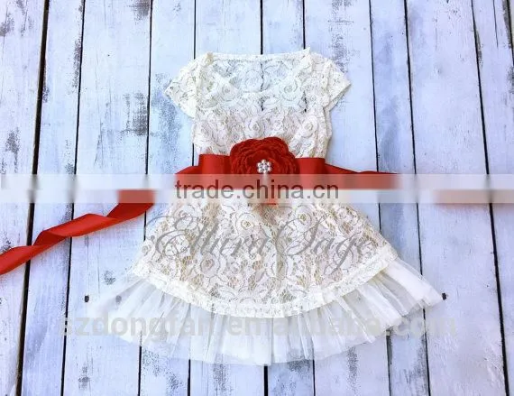 2016 New Hot Sale Style Lace Christmas Flower Dress Children Frocks Designs photo-2