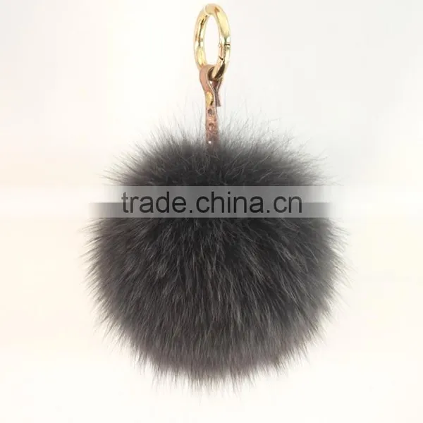 Myfur Fashion Metal Keychain Fox Rabbit Fur Ball Crystal Pom Pom Keychain for Bag photo-5