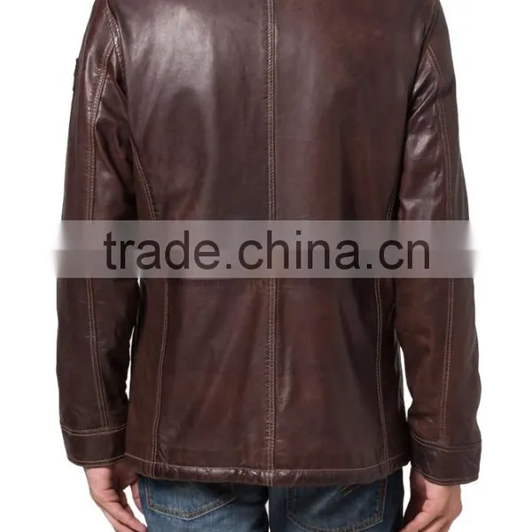 MEN Leather Brown Best Quality Sheep Leather Jacket photo-2