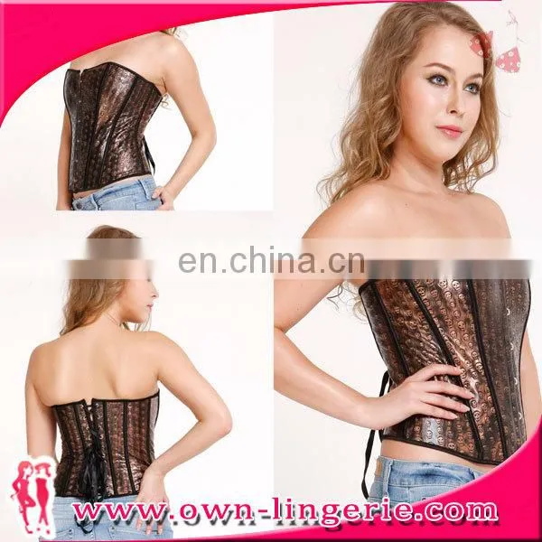 Brown Leather Corset Waist Slimming Corset for Womman photo-3