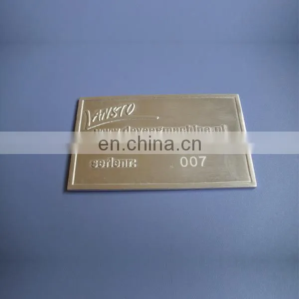 custom alloy aluminium embossed metal name plate sticker