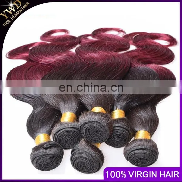 New Products Ombre Peruvian Virgin Hair Red Ombre Peruvian Hair Burgundy Hair Body Wave Wavy 3pcs Lot 1B Red 3Pcs Lot photo-2