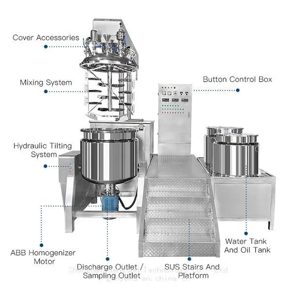 High Shear Industrial Cosmetic Cream Mayonnaise Making Toothpaste Mixing Equipment Vacuum Homogenizer Emulsifier Mixer Machine