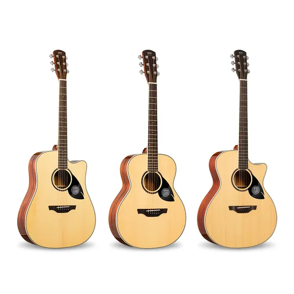 Chinese Factory Customized OTIS Pure Series Acoustic Guitar (36inch Pure-1 Mini/41inch Pure-5 DC/41inch Pure-6 GA, All Solid SITKA Spruce Veneer Top)