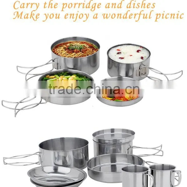 Wholsale Stainless Steel 8pcs Picnic Cookware ,camping Cookware Set photo-2