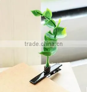 2015 Fashion Green Head Plants Grass Bean Sprout Flower Hairpin photo-4