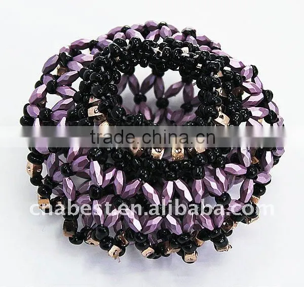 Fashion Scrunchies With Black and Purple Beads,hairband