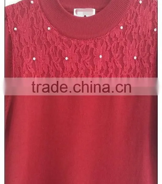Decent Little Turtle Neck Knitting Wear Short-sleeve Lace Pullover photo-3