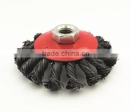 4-Inch Knot Twisted Steel Wire Brush Disc With Curled Selvedge Cup,twist and Slim Disc photo-5
