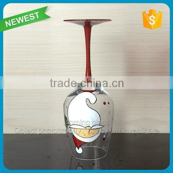 Handpainted Drinking Glass Goblet Cup Red Wine Drinking Glass Cup Long Stem Goblet Glass photo-4