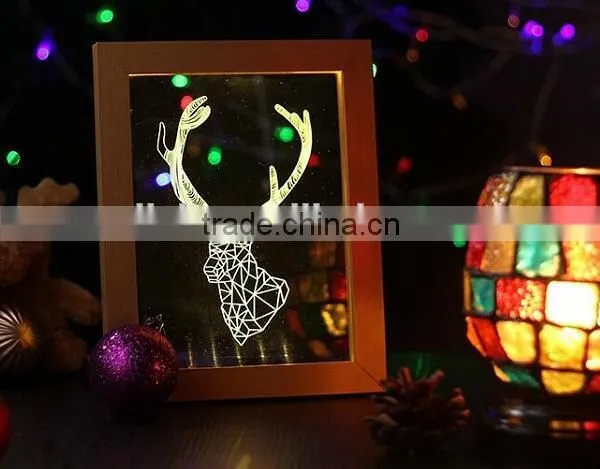 3D Wooden Frame Lamp Decoration Light photo-2