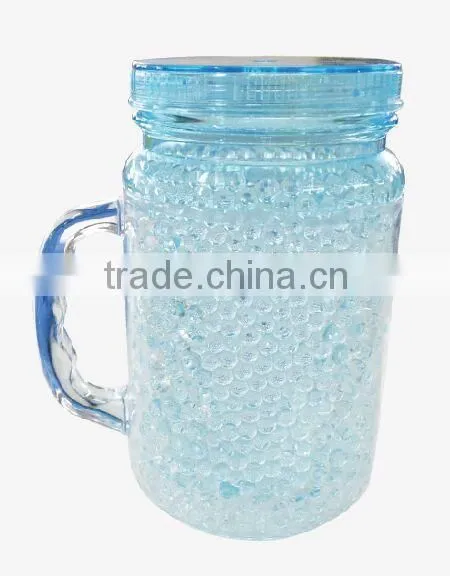 16oz as Double Wall Insulated Gel and Beads and Liquid Water Mason Jar Plastic and Freezer Mug With Straw and Handle photo-5