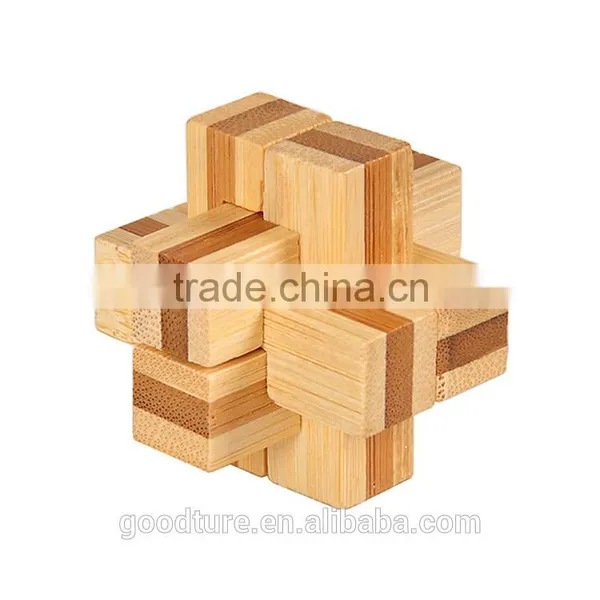 2015 Hot Sale Bamboo IQ Intelligent Puzzle Magic Puzzle Kongming Lock Brain Teaser Model Number GAD1126