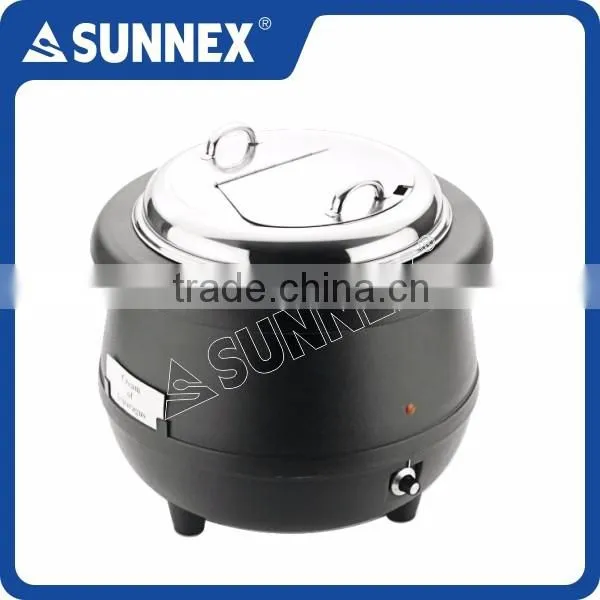 SUNNEX Hot Sale Classic Black Polypropylene Body Aluminium Water Jacket Polycarbonate Cover Electric Soup Warmer photo-6
