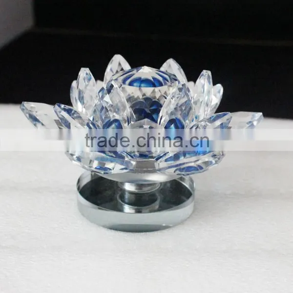 Wholesale Clear Blue Lotus Glassware for Decorative photo-2