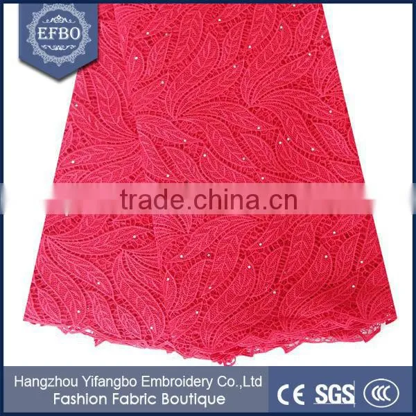 Simple Design Style Guipure Lace Fabric / Purple Color UK Embroidery Lace Fabric For Wedding Dress photo-4